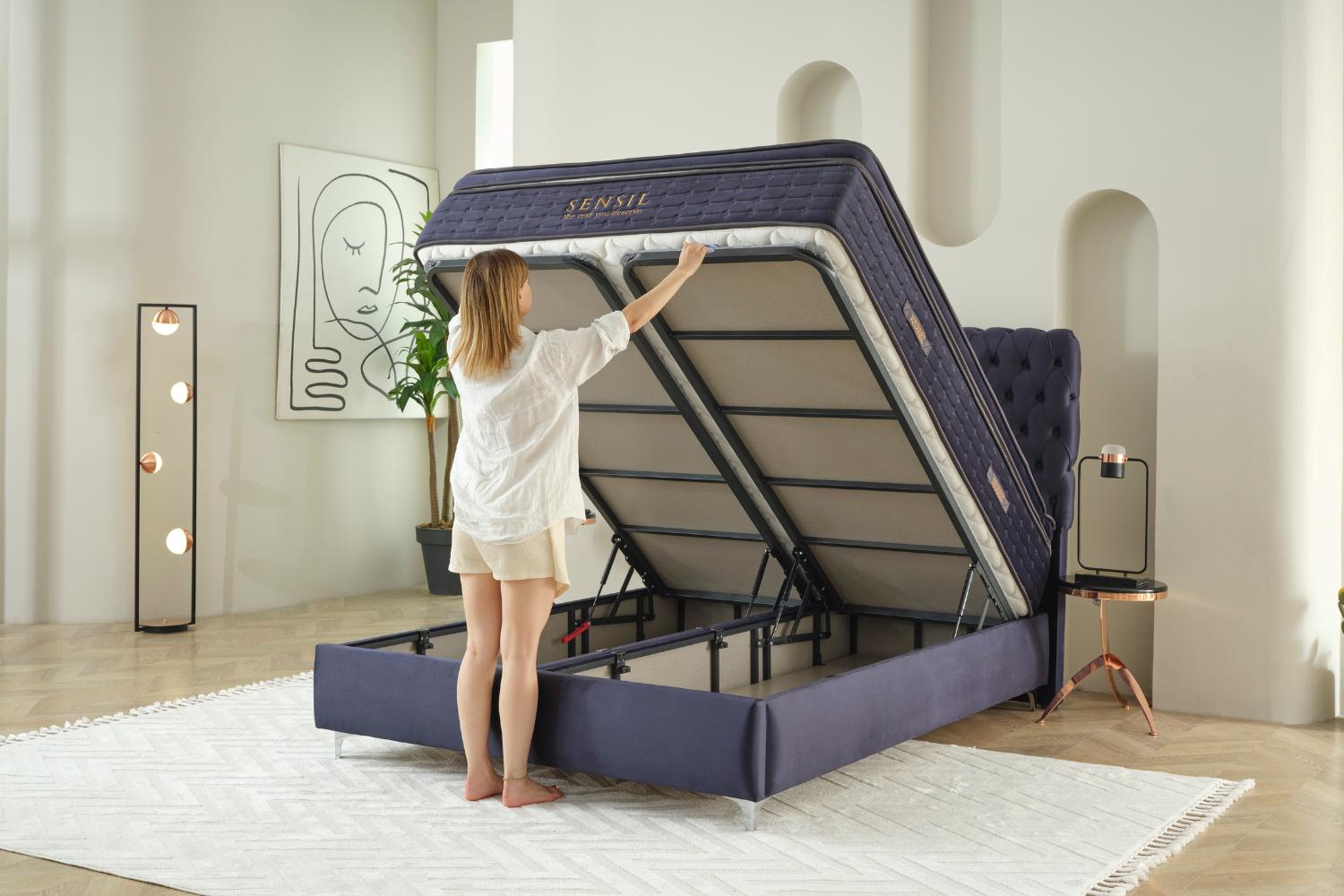 Κρεβάτι JOYREST Luxury – αποθηκευτικός μηχανισμός και στρώμα Sensil