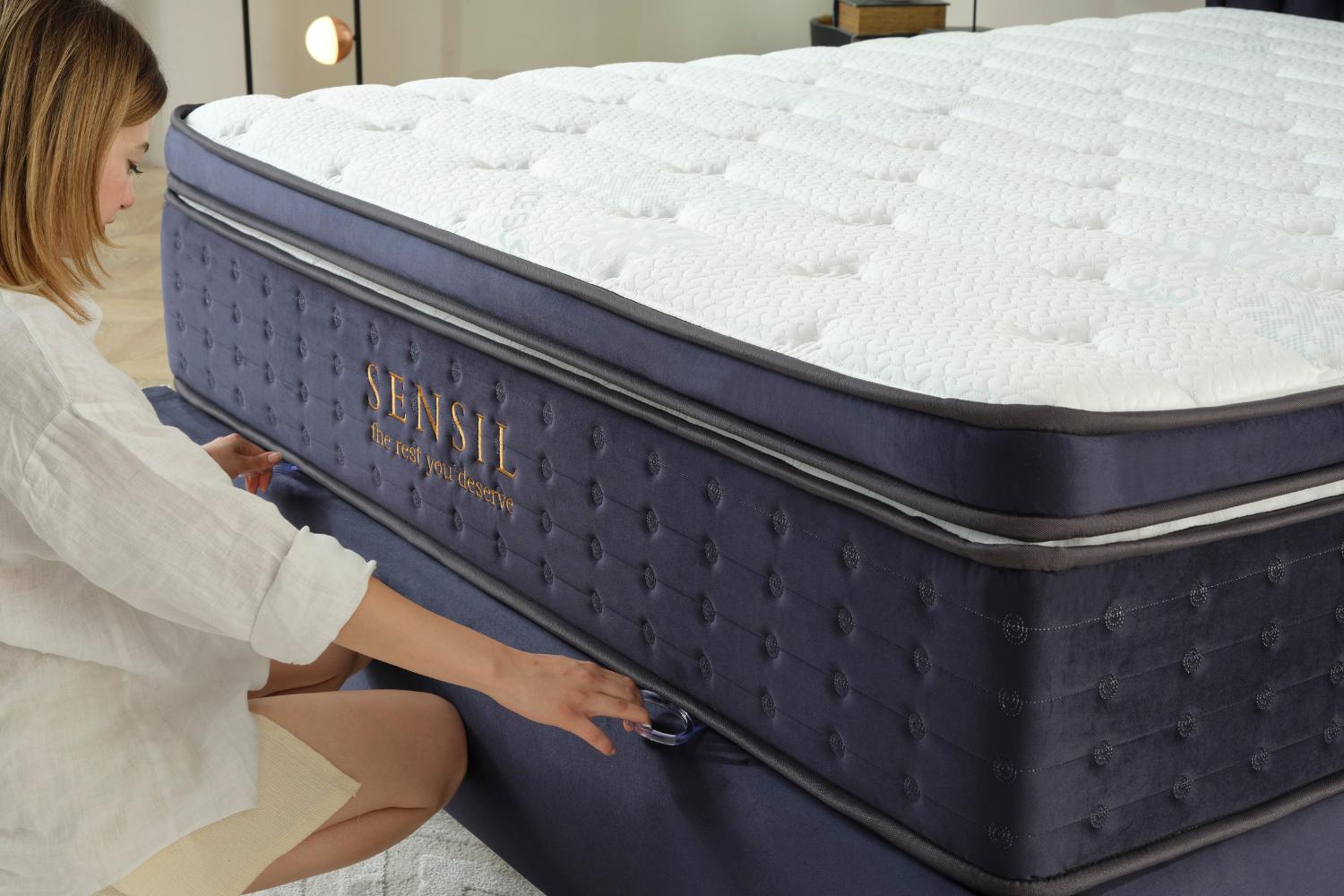 Κρεβάτι JOYREST Luxury με στρώμα Sensil – λεπτομέρεια υφάσματος